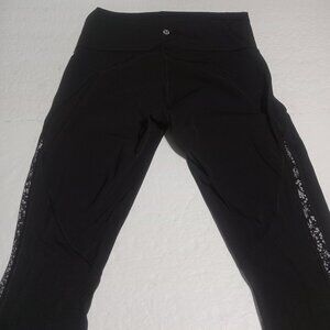 Lululemon Mix & Mesh Crop Women's Leggings 21" Black/Chirasu Black/Black